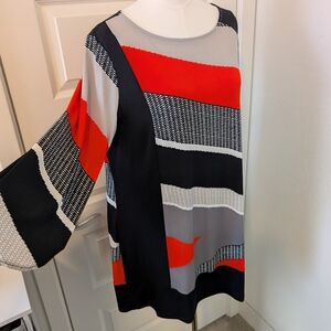 ALFANI Mini Dress Geometric Print In Orange Black and Gray Size XL New With Tag